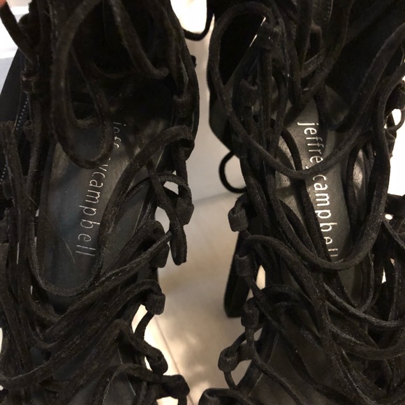 Advent Suede Lace Up Heels Black - Picture 4 of 5